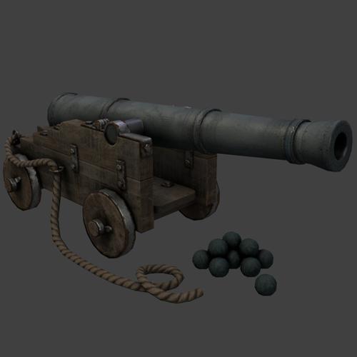 Pirates Cannon (Low Poly +LoDs) preview image